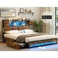 thumbnail image 3 of CSZZD LED Bed Frame Full Size with Storage Headboard & 4 Storage Drawers, Full Bed Frame with Outlets and USB Ports, Metal Platform Bed Full with LED Lights, No Box Spring Needed, Vintage Brown, 3 of 8