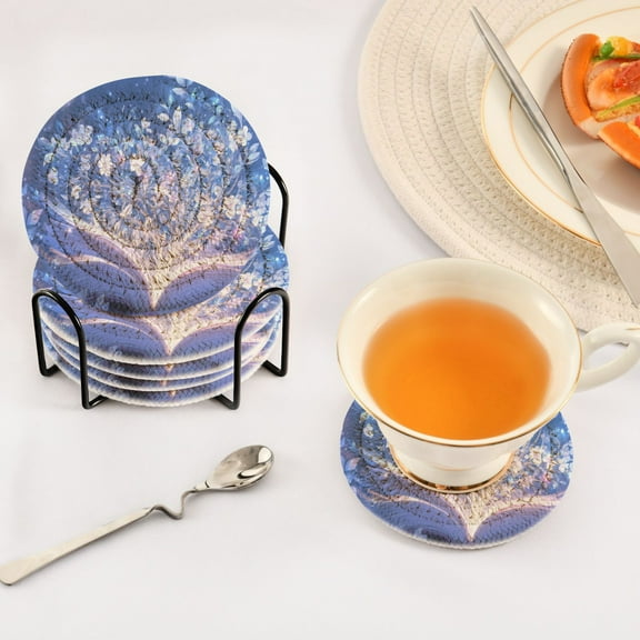 BZSMCE 6Pcs Drink Coasters With Holder 3.94Inch Magical Book with Flowers Creative Coil Coaster Coasters Colors Absorbent Coasters for Drinks Coasters Set Thicken Heat for Home Table