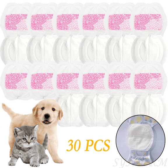 30pcs Disposable Booster Pads Pet Diaper Liners Inserts for Male Female Dog Cat Belly Bands Washable Panties