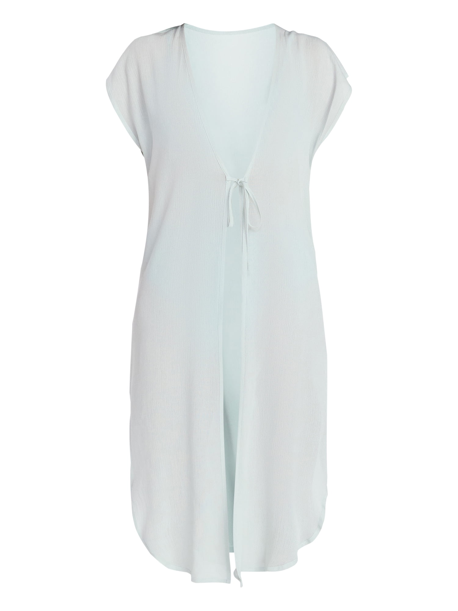 Time and Tru Women's Tie Front Coverup, Size S/M, Sage Dust