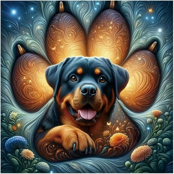 Dog Diamond Painting Set, Adult Size, Beginner Diamond Painting Set, 5D DIY Full Diamond Gemstone Crafts, Home Decor Gift, 12x12 inch Frameless