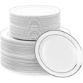 thumbnail image 1 of 10PS unbreakable multi-functional silver-edged plastic dinner and dessert party plate 10.25 inches, 1 of 5