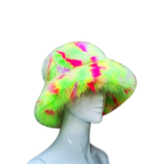 Sombrero de pescador peludo de invierno para mujer Gorra de pescador de piel sintética