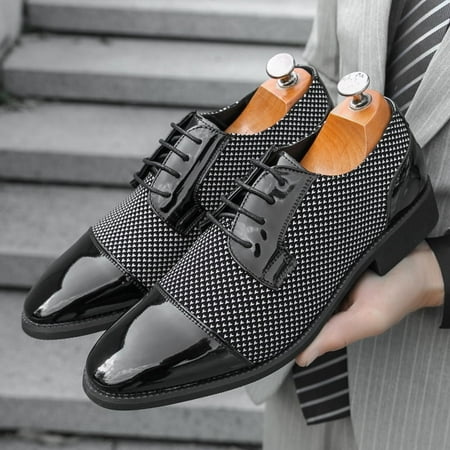 Mens Dress Shoes Casual Business Formal Oxford Derby Dress Leather Sneakers Simple Comfortable Lacing up Walk Office Loafers Flats Shoes for Men