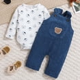 thumbnail image 2 of Toddler Boy Outfit Long Sleeve Sweatshirt And Pants Set Infant Baby Boy Fall Winter Clothes Blue 3-6 Months, 2 of 5