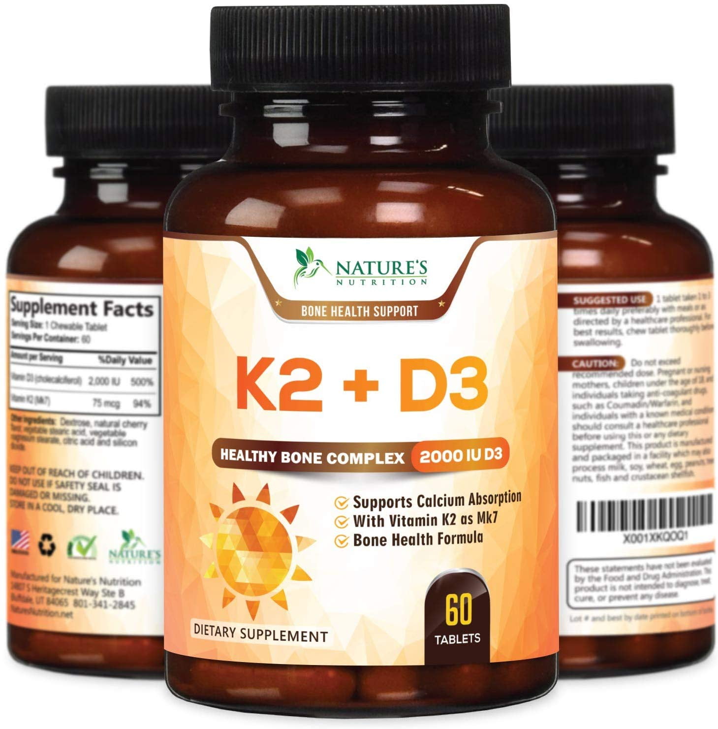 K2 MK7   2000iu  90tabs PRIDE Medical Line Vitamin D3 