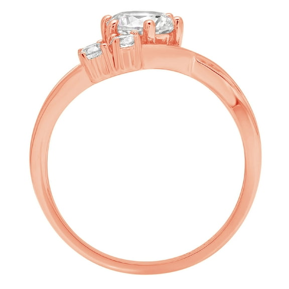 0.87 ct Round Cut White Sapphire Three-Stone Engagement Ring for Women in 14K Rose Gold