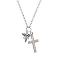 thumbnail image 2 of Delight Jewelry Silvertone Caduceus - OTA Be Strong and Courageous Engraved Cross Zoey Necklace, 28", 2 of 4