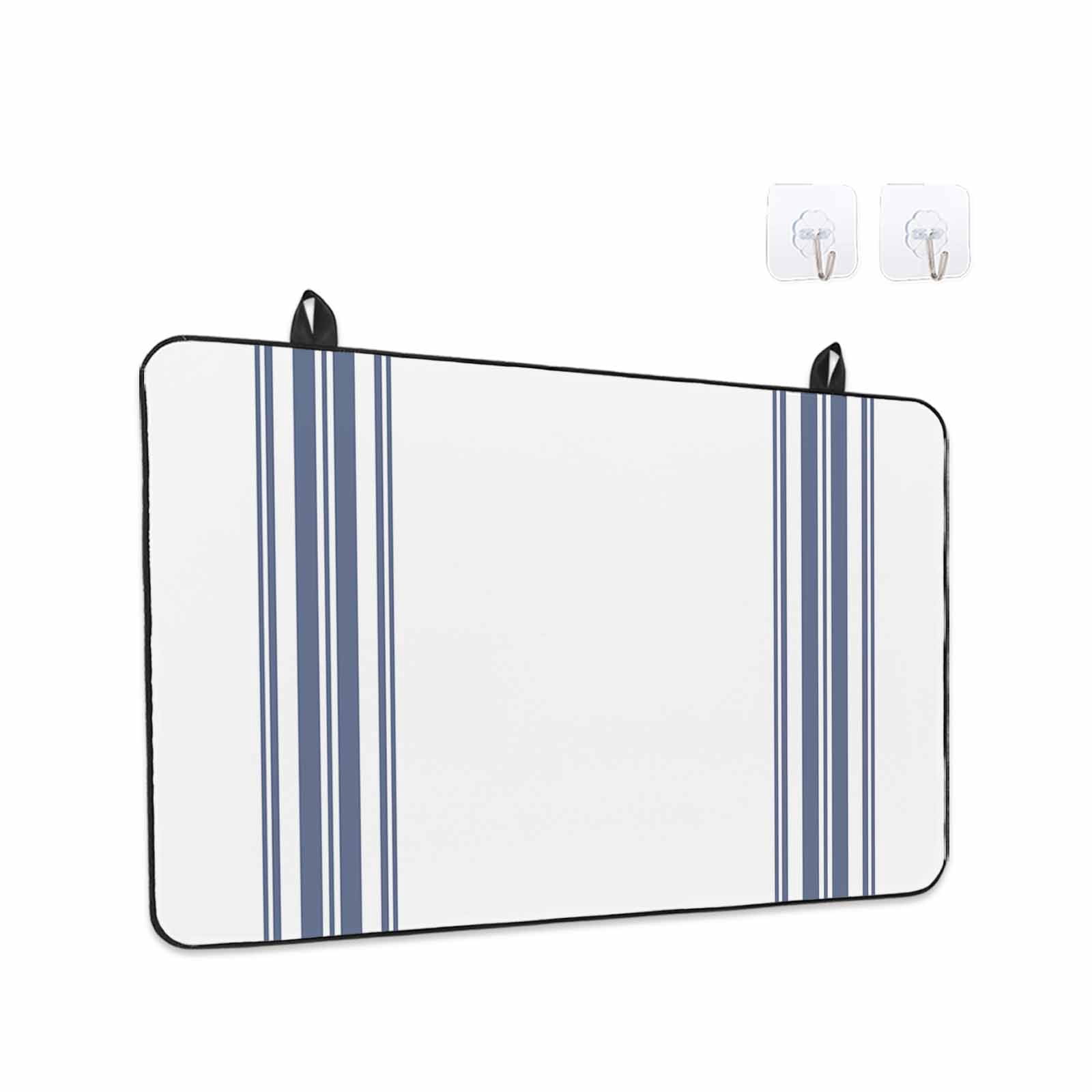 Abstract Geometric Blue Stripe, Stove Top Cover for Electric Stove, Heat-proof & Non Slip Glass Top Stove Cover Protector, White Backdrop Kitchen Flat Cooktop Rubber Mat 36x21 Inches