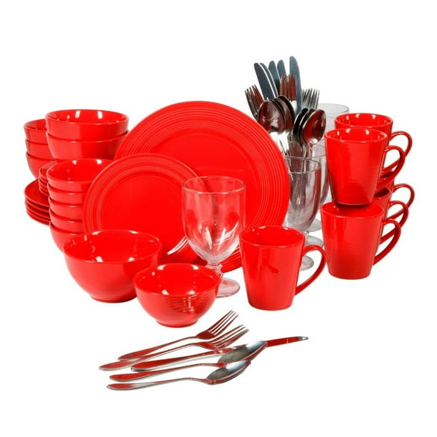 Vajilla Gibson Home Redonda de Porcelana Roja para Personas