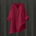 thumbnail image 2 of Timegard Plus Size Tops for Women Stand Collar V Neck Button Long Sleeve Blouse Casual Loose Shirts Fashion, 2 of 4