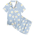 thumbnail image 5 of Odeerbi 2-12 Años Niños Niñas Pijama de Verano de Satén Con Solapa de Muesca Camisas de Manga Corta Conjunto de Shorts Suave Estampado de Margaritas Ropa de Dormir, 5 of 5