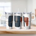 thumbnail image 2 of Stainless Steel Coffee Tumbler 20oz with Lid and Straw - Double Wall Vacuum Insulated Travel Mug, Leakproof Thermal, Bohemian Style Pattern, 2 of 5