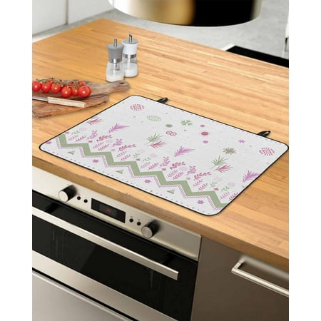 

Pink Green Botanical Stove Top Covers for Electric Stove Heat Insulation Fireproof Glass Cooktop Cover Counter Top Glass Stove Cover 31 x24 Summer Floral Ethnic Geometric Abstract