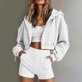 thumbnail image 2 of Kinrui Womens 2 Piece Lounge Sweatsuit Zip Up Crop Sweatshirt Jacket Y2k Matching Sweat Sets Fall White M, 2 of 6