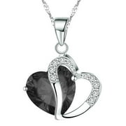KATGI Fashion Austrian Black Crystal Heart Shape Pendant Necklace, 18" Chain