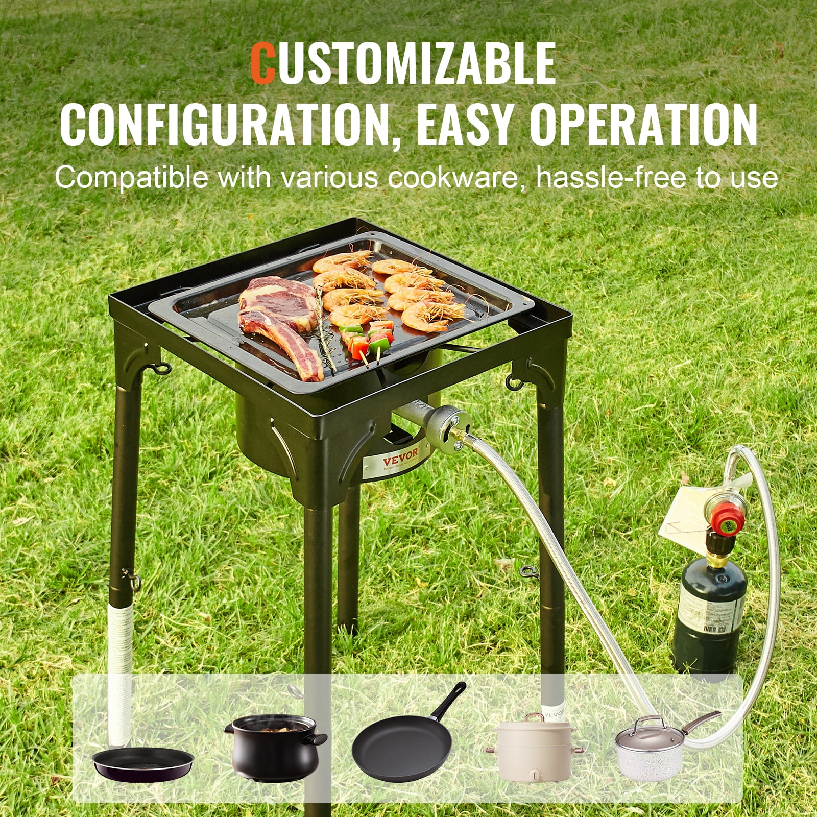 KFFKFF Portable Liquefied Petroleum Gas Camping Stove with Psi Regulator