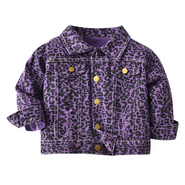 Dadaria Toddler Jacket 3Months-6Years Fashion Kids Coat Boys Girls Thick Coat Denim Print Jacket Clothes Children's Jacket Purple 4-5 Years,Toddler