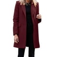 thumbnail image 2 of Yigetop Black Trench Coat Women Women Casual Light Weight Thin Jacket Slim Coat Long Sleeve Business Coats Jacket Peacoat Womens Coat Red 5XL, 2 of 9