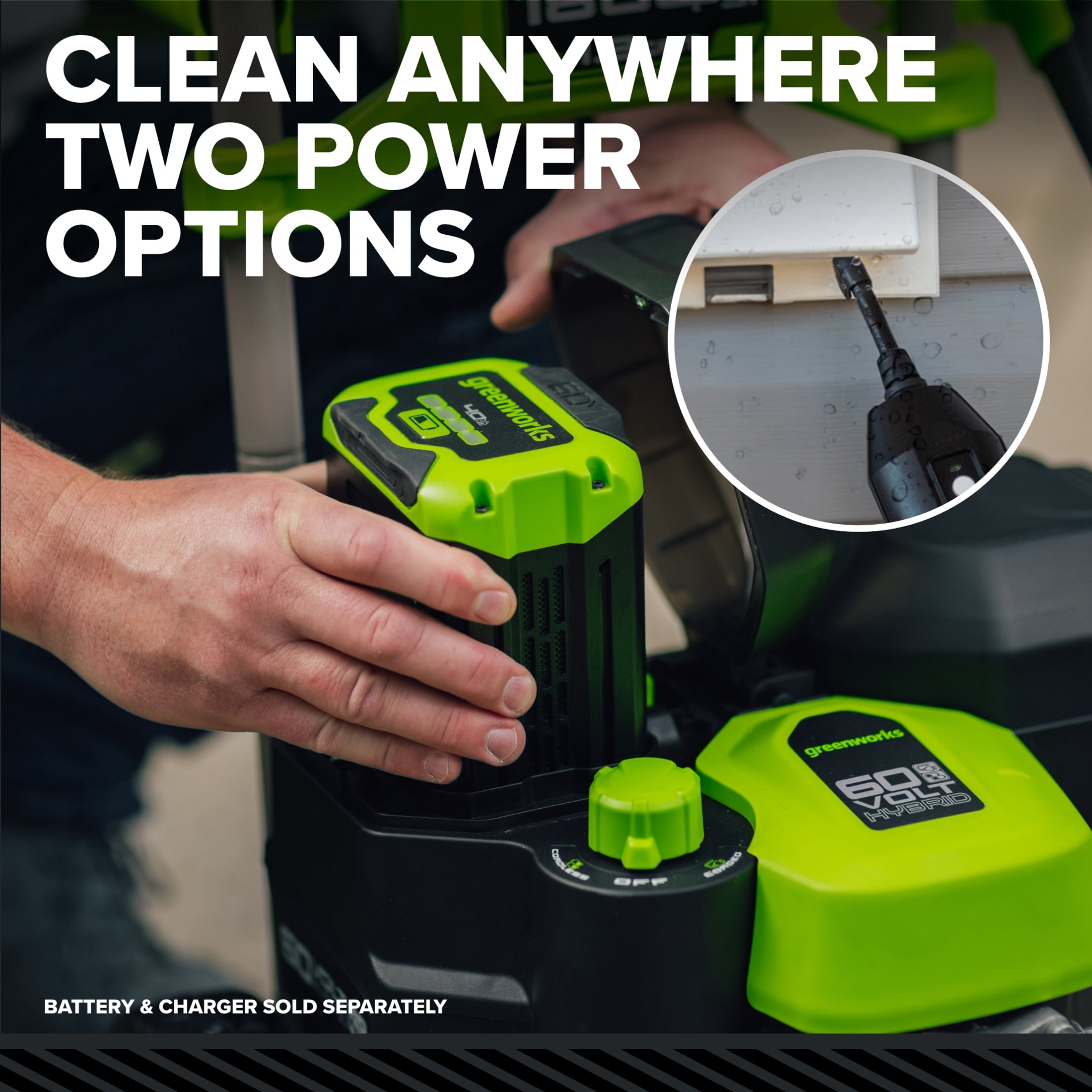 Greenworks Hybrid 60V 1800 PSI at 1.2 GPM Electric Cold Water Pressure Washer 5109402T