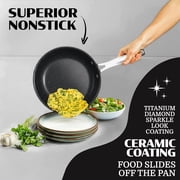 Granitestone 20 Pc Pots and Pans Set Non Stick, Ceramic Cookware Set with Square Pan, Bakeware and Utensils, Oven & Dishwasher Safe, Black