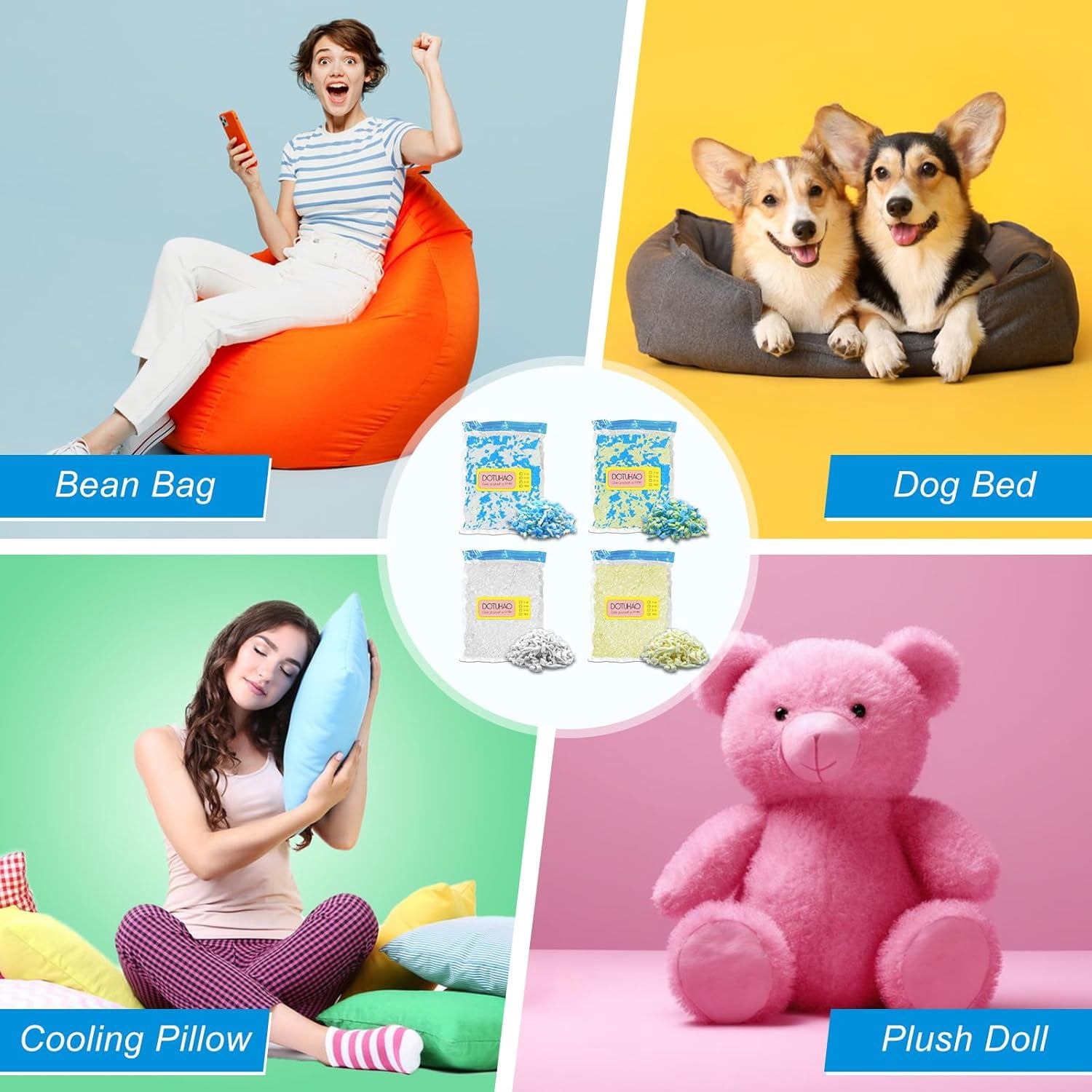 Memory Foam Pieces, Pillow Fillers, sofa pillows, cushion dolls, Dog mattresses Substitute fillers for Easy Pillow beanbag fillers (white 1 lb)
