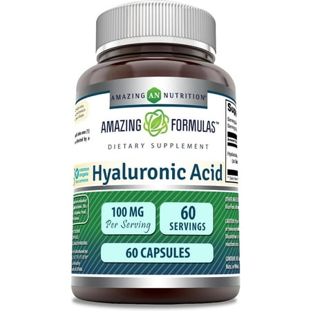 Amazing Formulas Hyaluronic Acid 100mg Per Serving 60 Capsules Supplement | Non GMO | Gluten Free | Made in USA