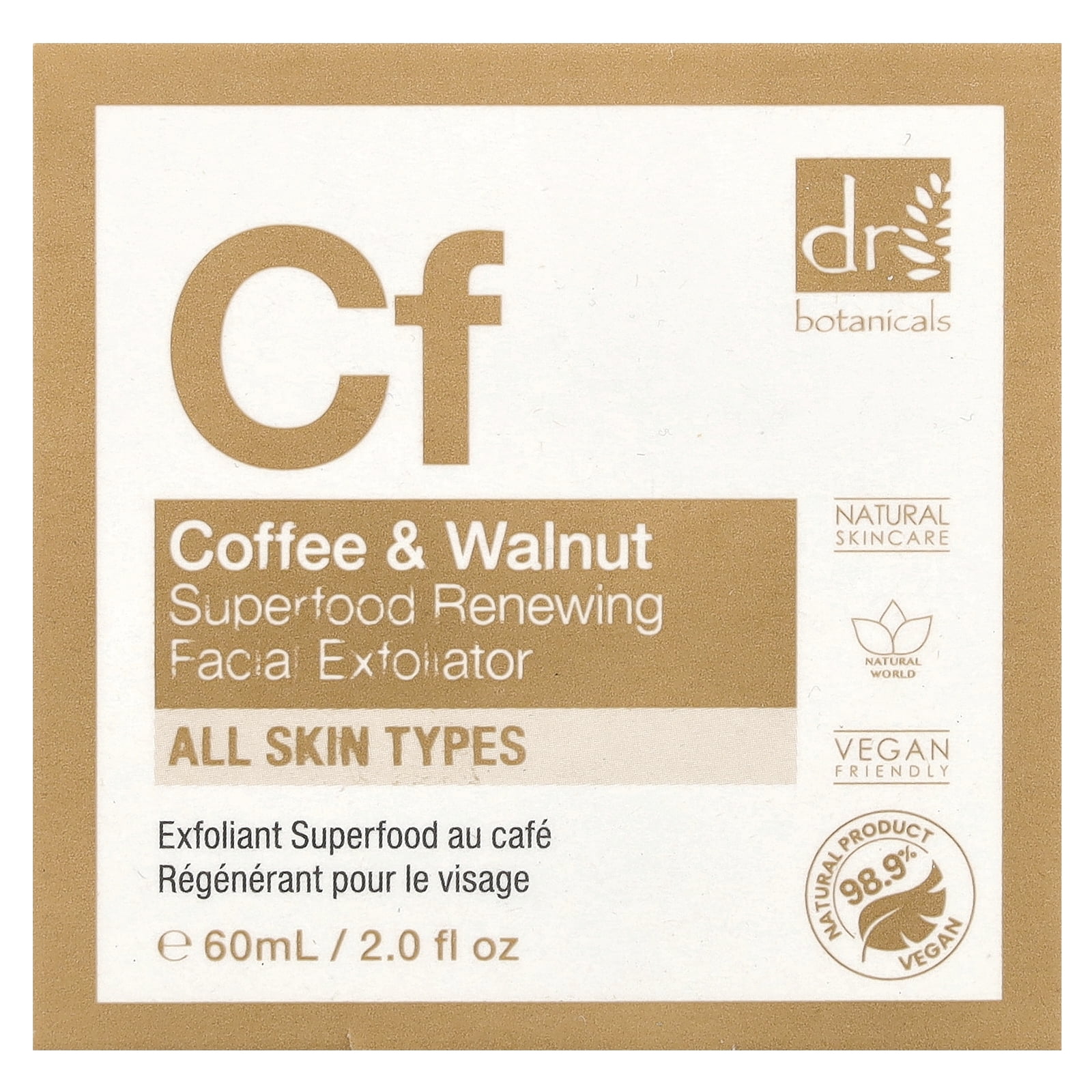 Dr Botanicals Coffee Superfood Renewing Facial Exfoliator Liquid, 2.75 Ounce