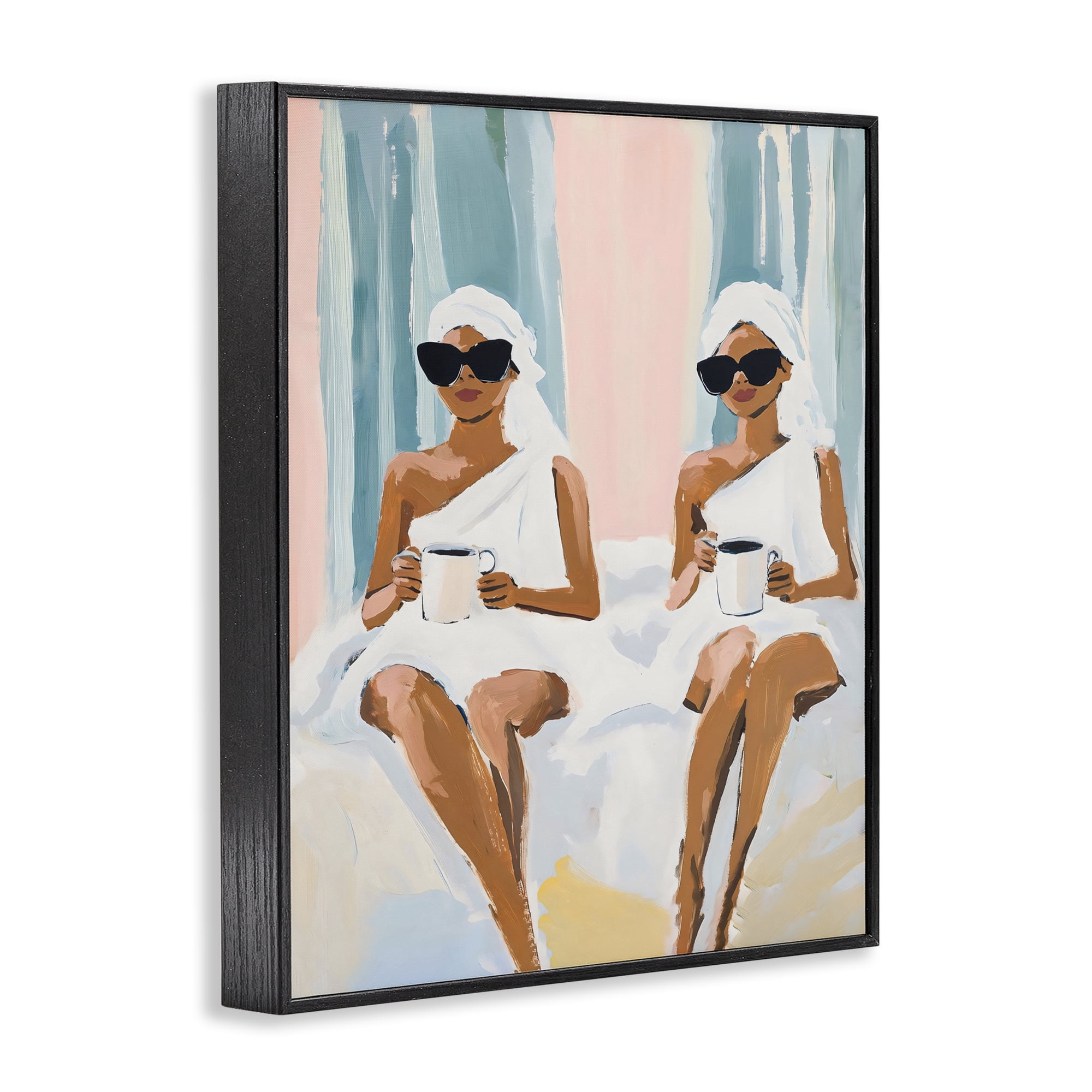 Stupell Industries Girls Spa Day with Coffee Black Framed Giclee Art, design by The Prints Vibe