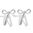 thumbnail image 5 of Pendientes de botón con lazo de joyería europea y americana en cadena de hueso de serpiente anudada con cinta de metal para mujer, 5 of 5