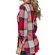 thumbnail image 2 of Camisas a Cuadros Jersey Cuello en V Manga Larga Casual Bloque de Color Moda Camisa a Cuadros Túnica para Mujer Rojo XL, 2 of 7