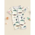thumbnail image 4 of Pudcoco Baby Boy Summer Romper Cartoon Fish Print Short Sleeves Round Neck Front Zipper Jumpsuit, 4 of 9