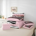 thumbnail image 6 of Feelyou Fashion Zebra Cheetah Print Comforter Set 7pcs, Pink Polkadots Full Bedding Set, 6 of 8