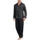 thumbnail image 4 of INSPIRAR CHIC Conjunto de Pijamas Casuales de 2 Piezas de Satén de Manga Larga a Rayas para Hombre - Negro, 4 of 6