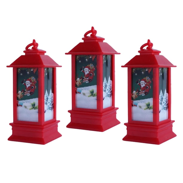 de 3 linternas exteriores interiores con forma decorativa Papá Noel Gloria Linterna decorativa de sobremesa