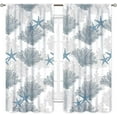 thumbnail image 2 of Nautcial Starifish Window Curtains, Beach Theme Coastal Seashell Starfish Blue Coral Rod Pocket Drapes for Bedroom Living Room Kids Room Bathroom Kitchen Window Treatments 2 Panel Sets, 52"x84" Inch, 2 of 5