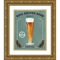 thumbnail image 1 of Murray, Danielle 15x18 Gold Ornate Wood Framed with Double Matting Museum Art Print Titled - Dog Drinks Beer Pilsner Glass, 1 of 4