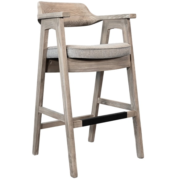 Sunny Designs Wren Wood & Upholstered Seat Bar Stool in Natural/Black (Set of 2)