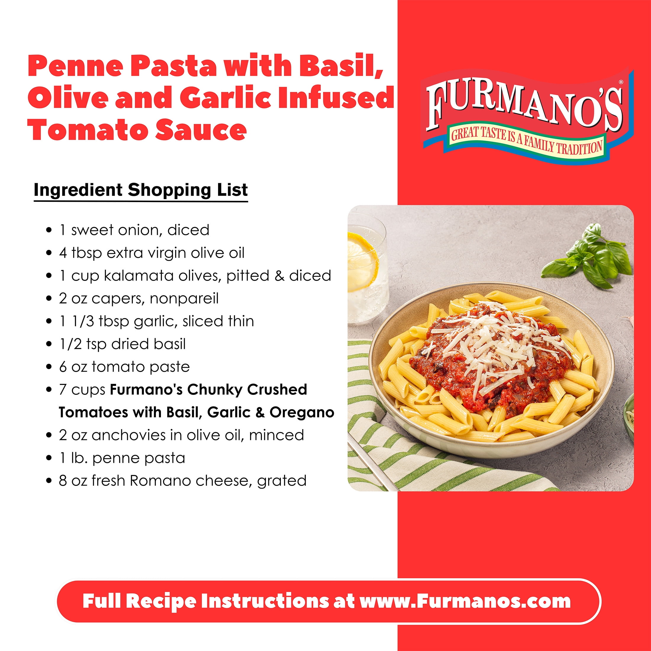 (2 pack) Furmano's Crushed Tomatoes with Basil, Garlic, Oregano, 28oz, Can