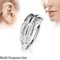 thumbnail image 2 of MoBody 3-Pack 20G Nose Ring Piercing Hoop Paved CZ Crawler Surgical Steel Cartilage Earring Set (8mm) (Silver-Tone), 2 of 5