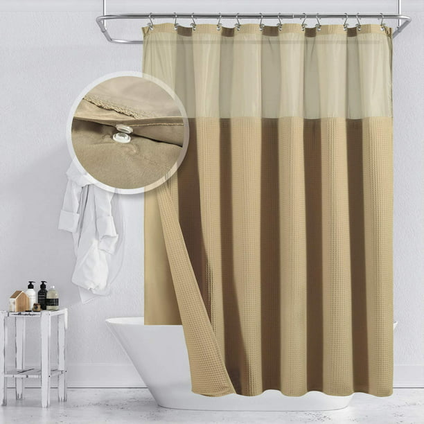 Hotel Style Shower Curtain With Snap In, Extra Long Fabric Shower Curtain Liner 84