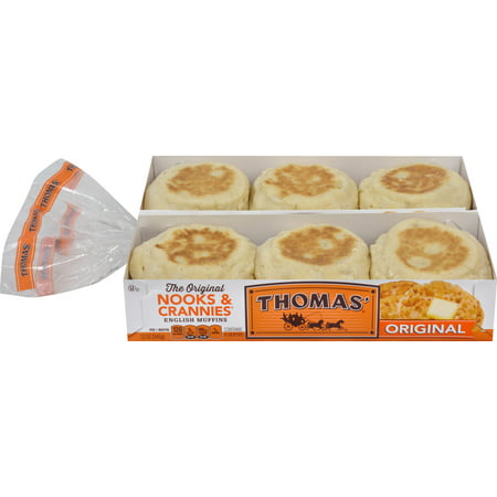 Thomas' Original Nooks & Crannies English Muffins, Plain, 12 count, 24