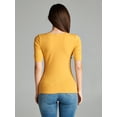 thumbnail image 4 of Emmalise Women's Slim Athletic Fit Vneck Tshirt Half Sleeves Top Jr Size (New Yellow, Large), 4 of 4