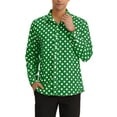 thumbnail image 1 of Camisa de vestir de manga larga de botones INSPIRE CHIC para hombre con estampado de lunares 2XL verde, 1 of 7