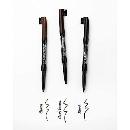 Kiss New York Professional Long-Lasting Eyebrow, Retractable Eyebrow Pencil, Rich Pigmentation, Coconut Oil Infused, Built-in Brush Brow, Sapes, Define, Fills Brow, Eye Makeup (BlackK)