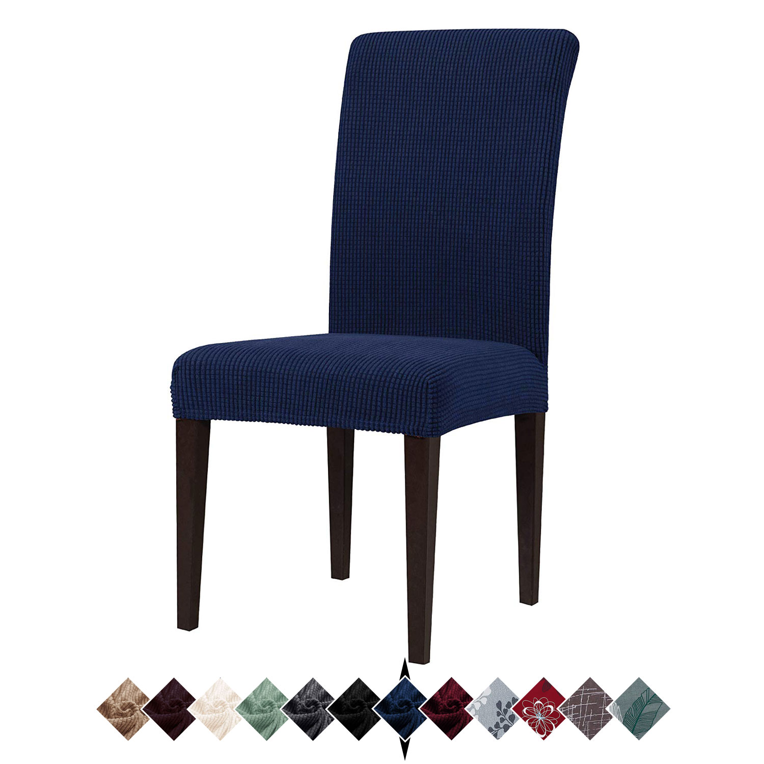 Howarmer Stretch Dining Chair Covers Set of 6, Navy Parson Chair
