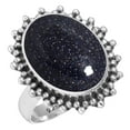 thumbnail image 1 of 925 Sterling Silver Ring For Women - Men Blue Sunstone Gemstone Silver Ring Size 9 Costume Silver Ring Size 9 Mothers' Day Gift For Ladies 925 Silver Gemstone Jewelry, 1 of 5