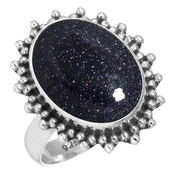 925 Sterling Silver Ring For Women - Men Blue Sunstone Gemstone Silver Ring Size 9 Costume Silver Ring Size 9 Mothers' Day Gift For Ladies 925 Silver Gemstone Jewelry
