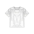 thumbnail image 5 of Linjinx Girls Shiny Metallic Dance Tops Sparkly Hip Hop Shirts Jazz Modern Dance T Shirt Stage Silver 140, 5 of 7
