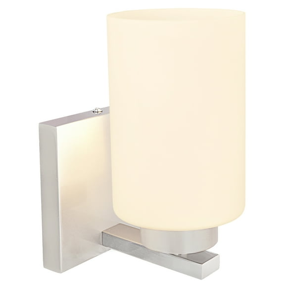 Aspen Creative 62218, One-Light Metal Bathroom Vanity Wall Light Fixture, 4-3/4" Wide, Transitional Design in Satin Nickel